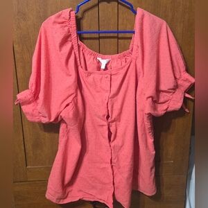 LC Lauren Conrad Deep Coral Textured Blouse